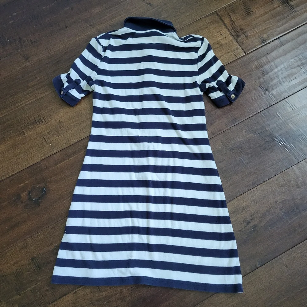 Tory Burch Navy and White Striped Polo Dress